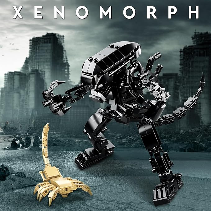 HIGH GODO Xenomorph Building Sets for Adult442 Pieces Horror Action Figure Toy with Little FacehuggerGifts for Teens Aged 14+ Perfect for Birthdays Christmases Halloweens