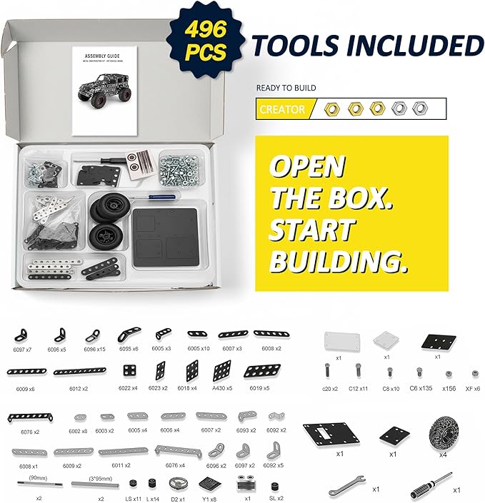 Metal Building Toys for Boys &amp Girls 8-12 Years Old 496 Pcs Off-Road Vehicle Model Truck Kits STEM Engineering Construction Set Monster Car Educational Gift for Kids Ages 8 9 10+