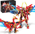 Fire Phoenix Mech Sets 2in1 Building BlocksTransforming Robot Building Kits with Vermilion Bird ModelChristmas Birthday Gift for Adults Kids Boys Ages 8-14（531 Pieces） (Vermilion Bird)