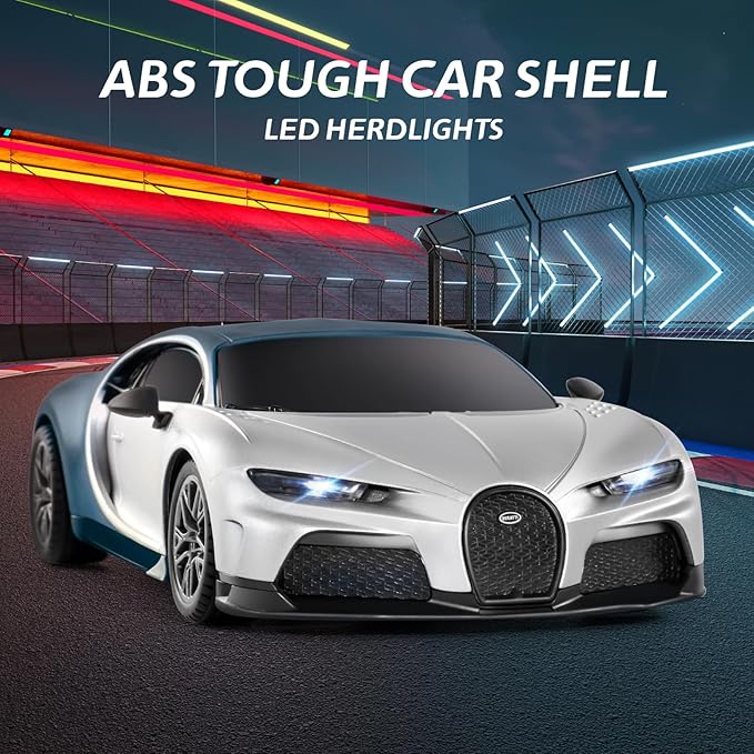 MIEBELY Remote Control Car - 1/24 Scale Fast Rc Race Car Bugatti Chiron 3.7V 500 mAh Toys with Headlight Racing Hobby Model Birthday Ideal Gifts for Adults Kids Boys Age 6 7 8 9 10 Year Old