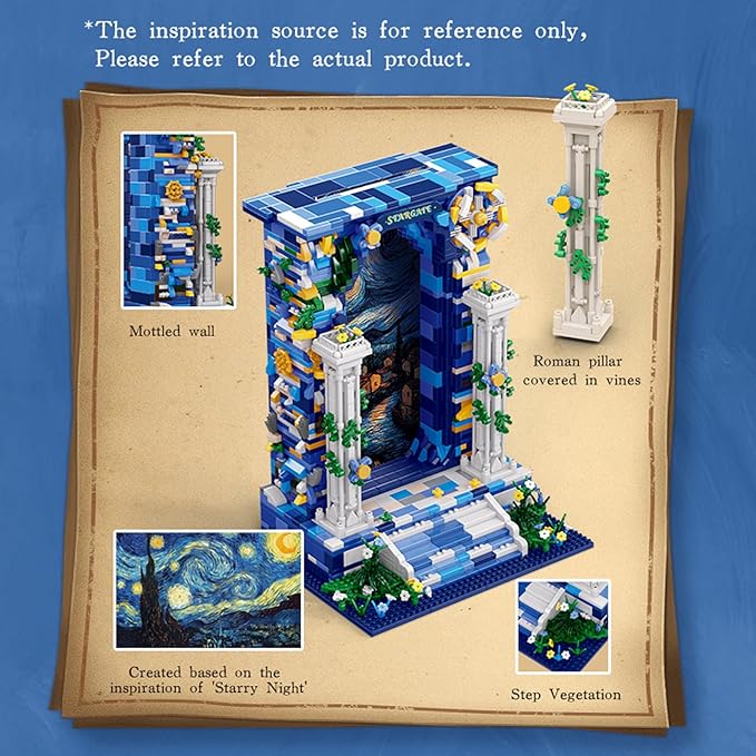 1745PCS Illusionary Starry Sky Gate Micro Mini Building BlocksIdeas Dearm Starry Night Space Gate Collection ConstructionCreative Choice for 14+ Boys Girls or Adults