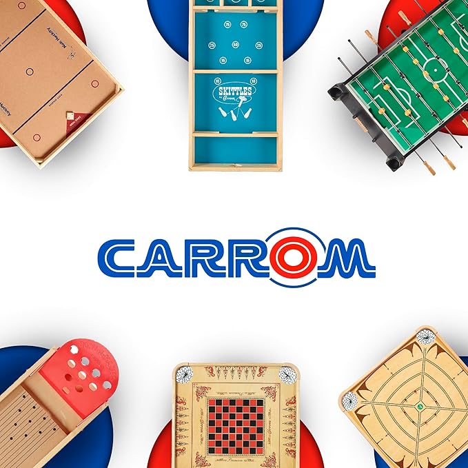 Carrom Board Equipment Set — Includes 44 Playing Pieces Instruction Manual and Carrying Case — Extra Accessories for Board Games for Adults &amp Children — Durable Sports Board Game Accessories