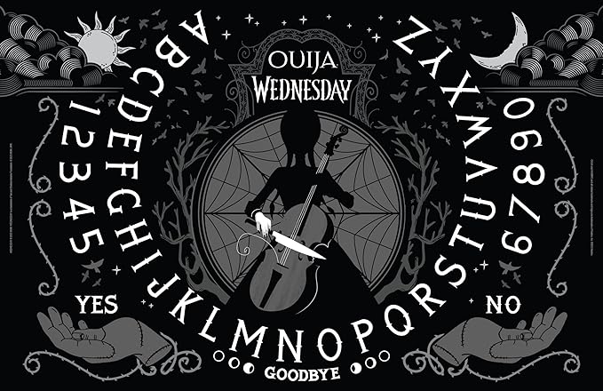 Ouija: Wednesday | Inspired by the Popular Original Series Wednesday | Collectible Classic Ouija Board Game | Officially Licensed Game and Merchandise | Glow in the Dark Board | 2-4 Players Ages 8+