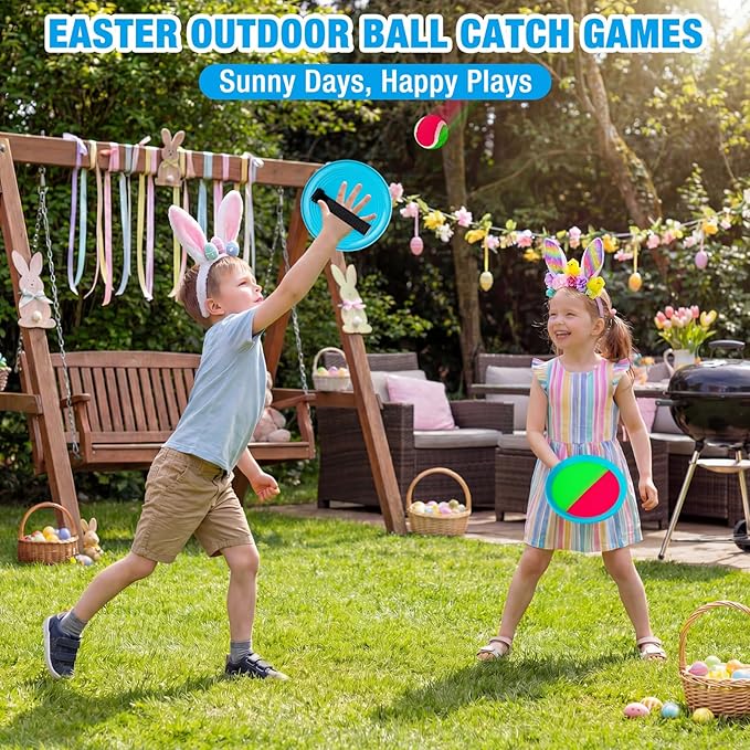 Ayeboovi Kids Toys Toss and Catch Ball Game 6 Paddles 3 Balls Outdoor Beach Pool Yard Games Toys for 3-12 Years Old Boys Girls Family Games Birthday Gift Easter Basket Stuffers for Kids