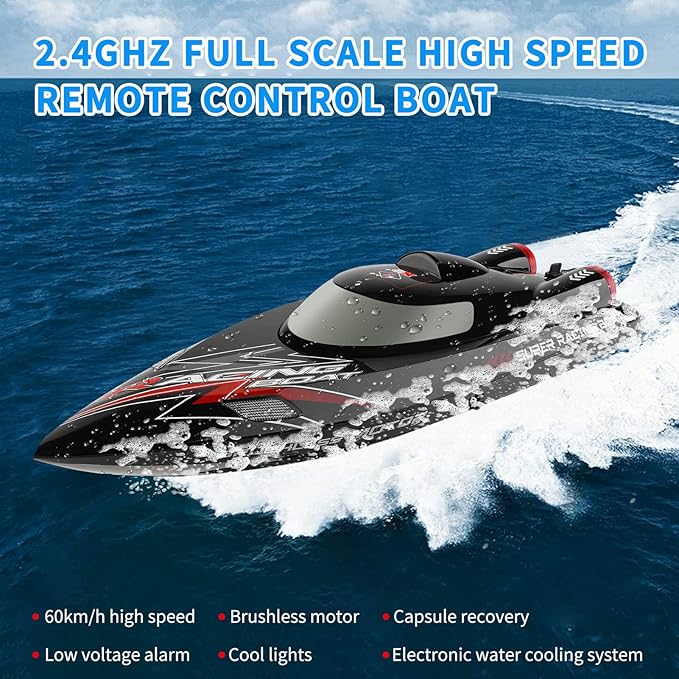 GoolRC WLtoys WL916 Remote Control Boat 60KM/H High Speed RC Racing Boat for Pools or Lakes 2.4GHz RC Boats with Low Battery Alarm for Teens and Adults