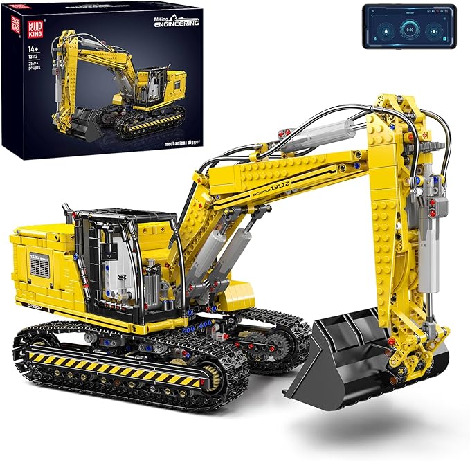 Mould King 13112 Upgraded RC Excavator Building Sets 2169+ Pieces Building Model Kits App Remote Control Construction Truck Excavator Science Kits with Motor STEM Engineering Toys for Teens Adults