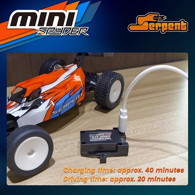Serpent 1:24 Mini RC Car RTR with Gyro 1/24 Scale 2.4GHz Off-Road RC Car All Terrain Off-Road Buggy High Performance RC with 1 Battery 1 USB Data Cable