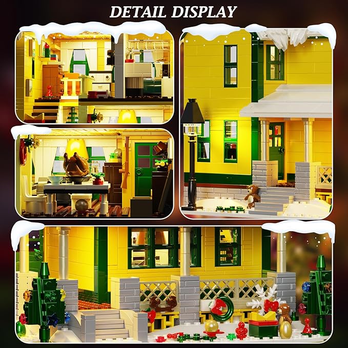 Christmas House Building Set with Light Story Movie Snow House Blocks Toy Compatible with Lego Christmas Village House Kit Christmas for Boys Girls Ages 8+ (1367 PCS)