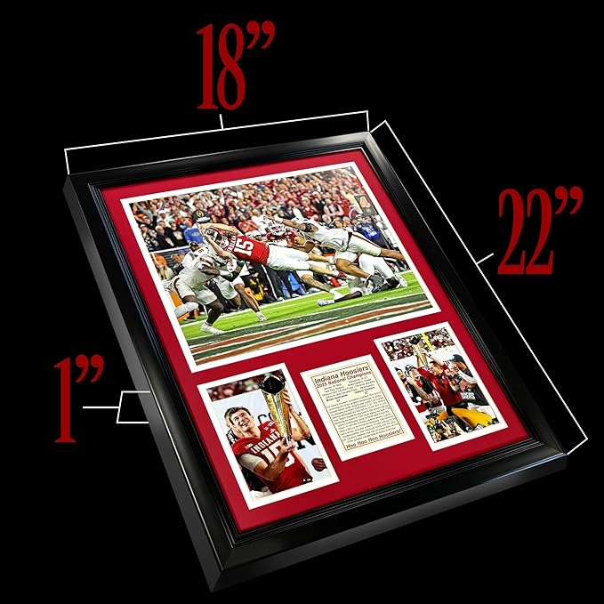 Indiana Hoosiers | 2025 CFP National Champions | Collectible Hoosier Football Memorabilia | Framed Picture &amp Photo Collage Gift Man Cave Wall Art Home &amp Room Decor | 2 Sizes &amp 2 Styles (