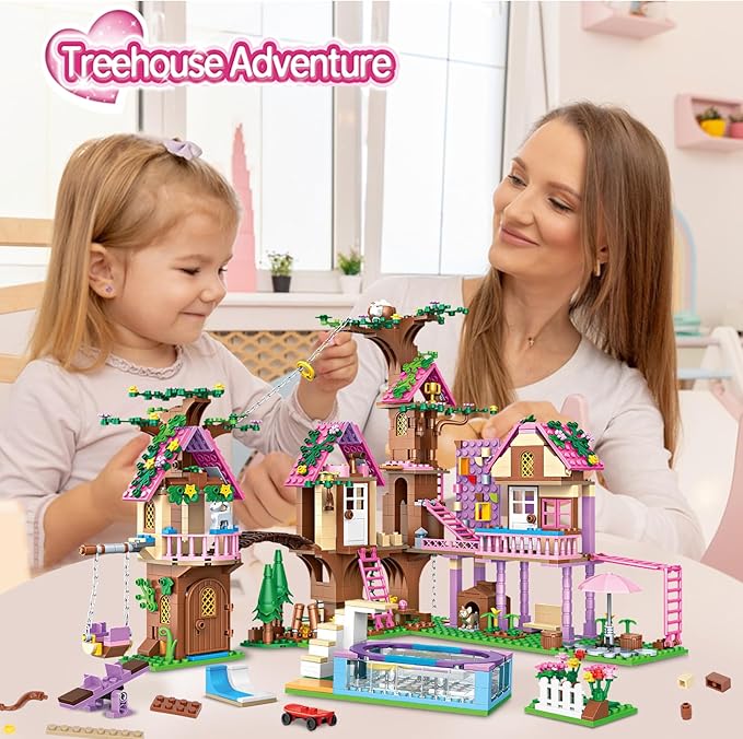 Tree House Building Set Compatible with Lego Friends 1050 PCS Forest House Building Kit Birthday Gift for Kids Girls Age 6-12 Years（7682）