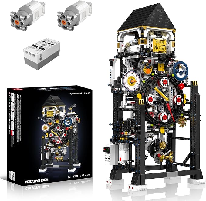Kindazon Large Clock Building Set (3181+ PCS) Trendy Clock Building Blocks Set - Traditional Mechanical Construction Desktop Decorative Ornament Gift for Mechanical Lovers