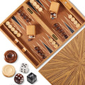 Wood Backgammon Set for Adults – 17 Inch Classic Strategy Board Game Case - Premium Folding Backgammon Set with Wooden Playing Pieces Dices - Portable Wood Inlaid Travel Backgammon Game Set