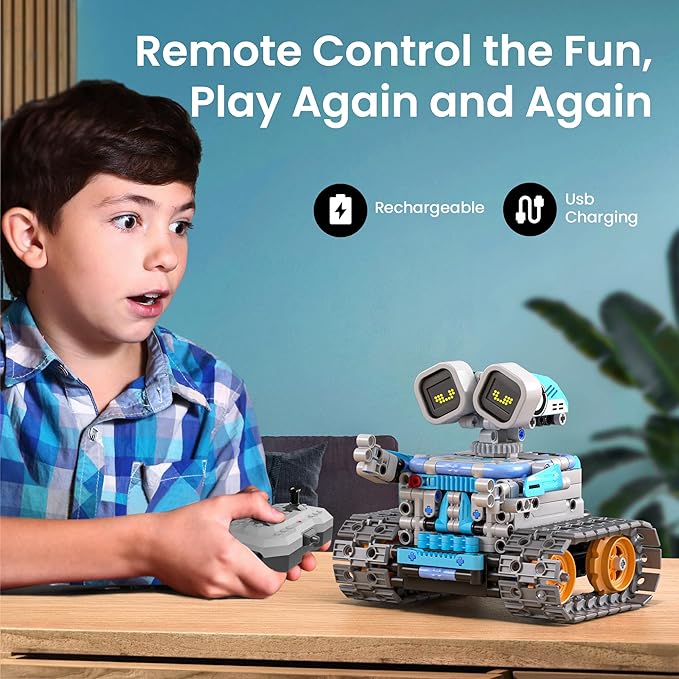Sillbird Robot Building Kit with Remote Control STEM Gifts for Kids Age 8-12 Coding Robotics Technic Toy Set for Boys' Birthday Buildable 5-in-1 Models with 473 Pieces