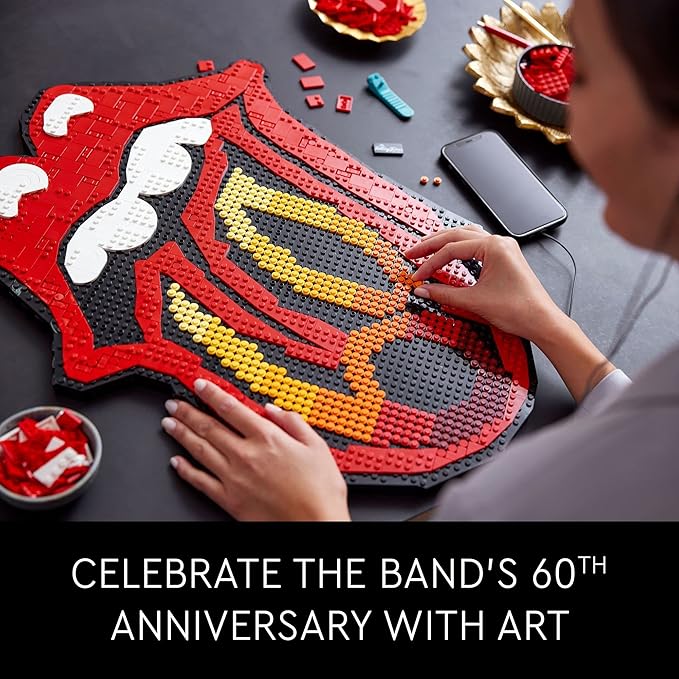 LEGO Art The Rolling Stones 31206 Logo Wall Décor Building Set for Adults Men Women Husband Wife Music Lovers DIY Home or Office 3D Decoration 60th Anniversary Collectors Set