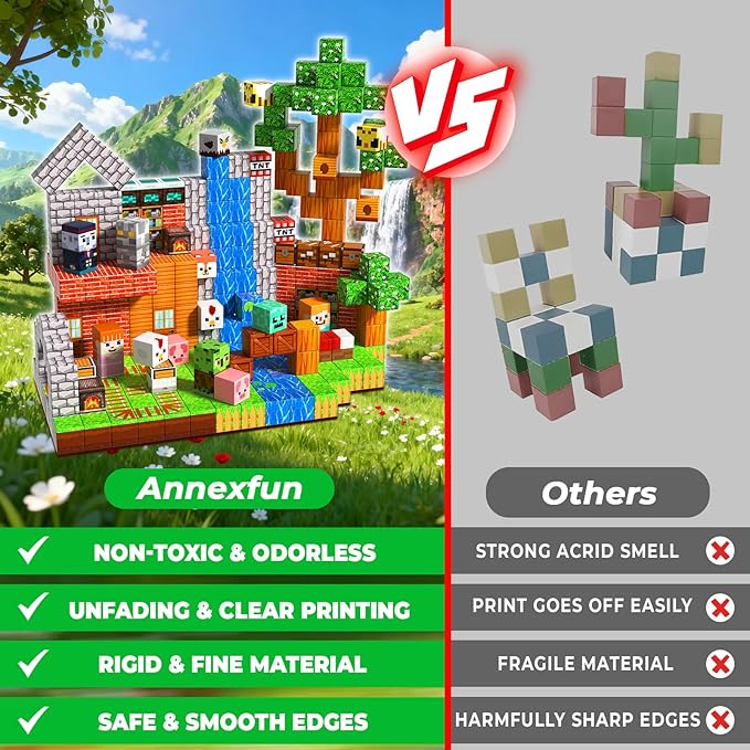 300 PCS Magnetic Blocks - Magnetic Building Blocks Stacking Magnets for Kids Sensory Toy for STEM Montessori Sensory Toys for Kids 3+ Boys and Girls Easter Christmas Birthday Gifts