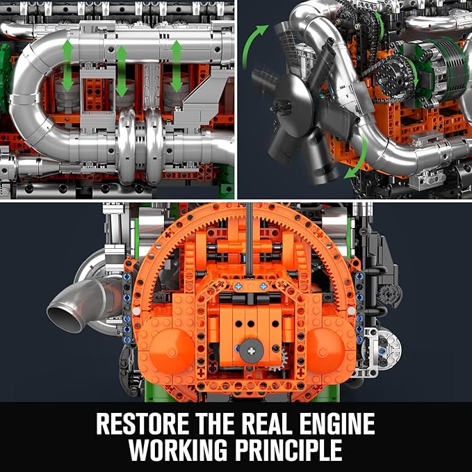 Mould King 10200 Truck Engine Model Kit That Runs 3236 PCS STEM Toy Gift for Adults 14+ Teens Engineering Toys for Display Collection