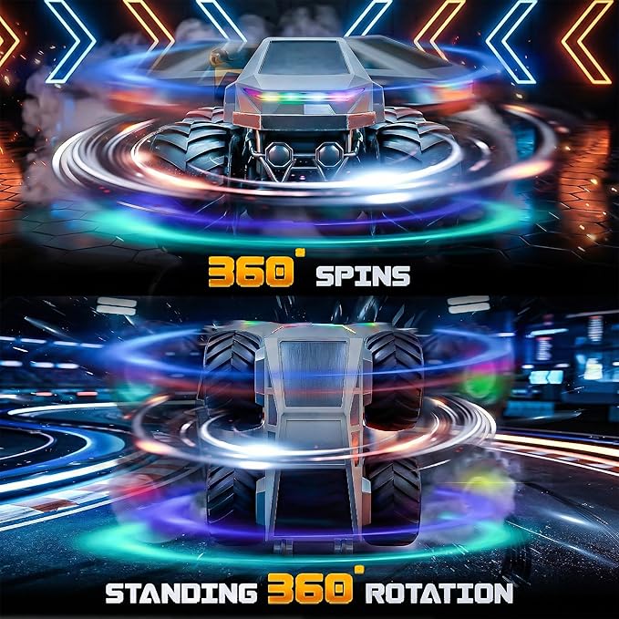BEZGAR Cyber Truck Toy - 2.4GHz 1:20 4WD Remote Control Car for Boys 8-12 with Colorful Lights 360° Rotation - RC Car Toy for Boys Girls Age 6 7 8 9 10 Years Old Birthday Gifts(Gray)