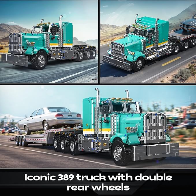 Mould King 13201 Semi Truck Building Set Flatbed Truck Toy with 3 Motors Collectible Car Model to Build and Display Buildable Gifts for Adult (2064 Pieces)