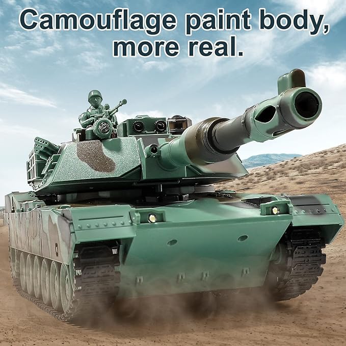 RC Tank US M1A2 Abrams Remote Control Tank Toy 1:28 Scale 2.4GHz RC Military Vehicles with Realistic Sounds Army Toys for Boys Kids &amp Adults