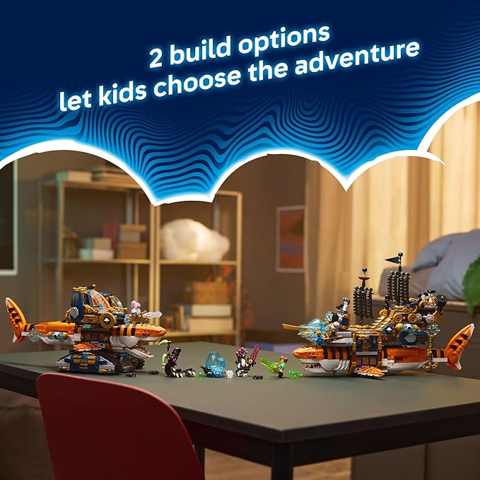 LEGO DREAMZzz Tiger Shark Tank Building Toy for Boys &amp Girls - Ages 9+ - Pretend Play Set for Kids Ages 9+ W/2 Build Options - Includes 5 Minifigures - Gift Idea for Birthdays - 71515