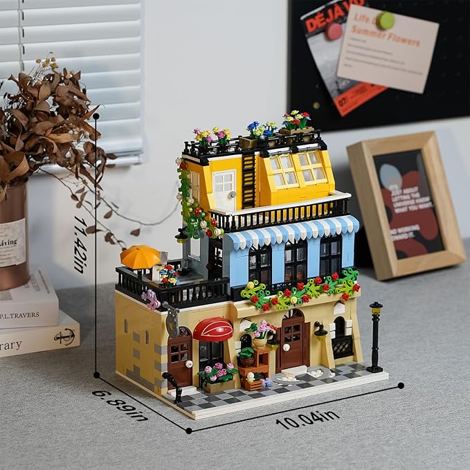 ENJBRICK Flowers City Hotel House Building Kit for Adutls Creator Building Toy Set with Apartmant and Shops for Girls and Adults 1464 pcs