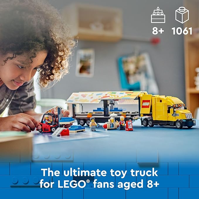 LEGO City Yellow Delivery Truck Toy - Semi Truck Building Toy for Boys &amp Girls Ages 8+ Years - Gift for Birthdays - Pretend Play W/ 3 Minifigures - 60440
