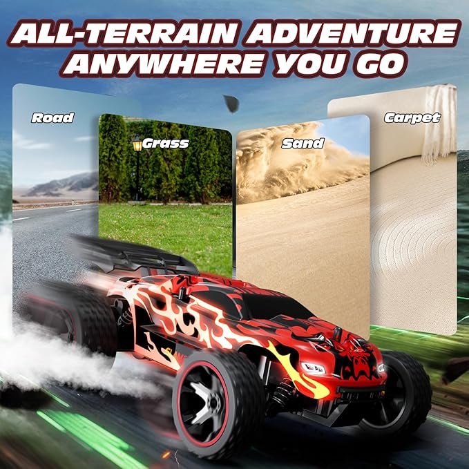 Tecnock RC Cars for Kids 1:18 Scale 2WD RC Car with USB-C Easy Charging 2.4GHz Remote Control Car with LED Lights &amp 50 Mins Playtime Toys Gifts for Boys &amp Girls Ages 8-12