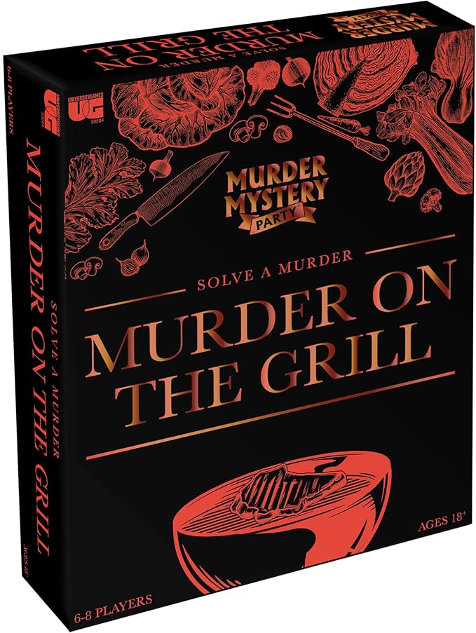 Murder Mystery Party Games - A Murder on the Grill Host Your Own Cookout Murder Mystery Dinner for 8 Adult Players Solve the Case with Crime Scene Clues 18 Years and Up