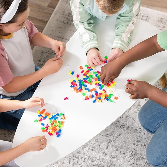 PLUS PLUS 240 Piece Interlocking Building Blocks for Kids Open Ended Connecting Toys STEM Bin Mini Manipulatives - Neon Mix Play Tube &amp Baseplate