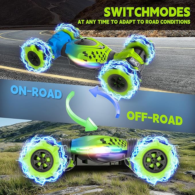 Remote Control Car - RC Drift Car for Boys Age 8-12 Gesture Sensing RC Stunt Cars 4WD Hot Wheels Cars Toy for Kids 4 5 6 7 8 9 10 Year Old Boy Birthday (Green)
