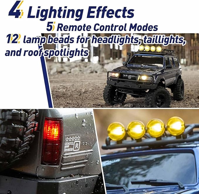 FCX18 FMS RC Crawler Toyota Cruiser 1/18 LC80 Offroad Trucks 4X4 RC Rock Crawler with Portal Axles LED Lights for Adults (Blue)