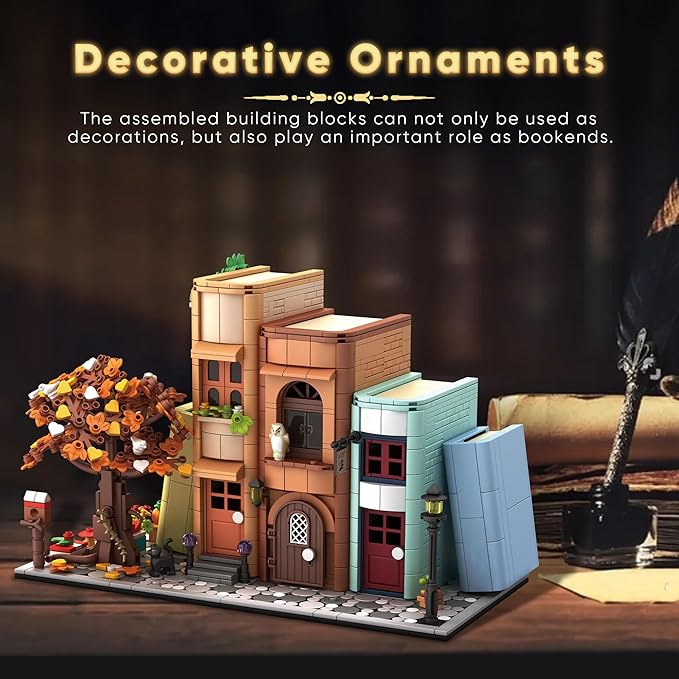 Bookend Magic House Building kit Home Decorative for Building Block Toy Bookcase Miniature House Model Building Cool Bookshelf Organizer and Home Decor 1488pcs