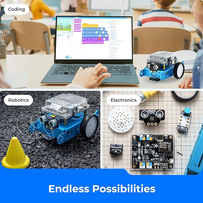 Makeblock mBot Robot Kit with Scratch Coding Box STEM Projects for Kids Learn to Code with Scratch Arduino Programmable Robot with 4 Programming Learning Projects Gifts for Boys Girls Aged 8-12