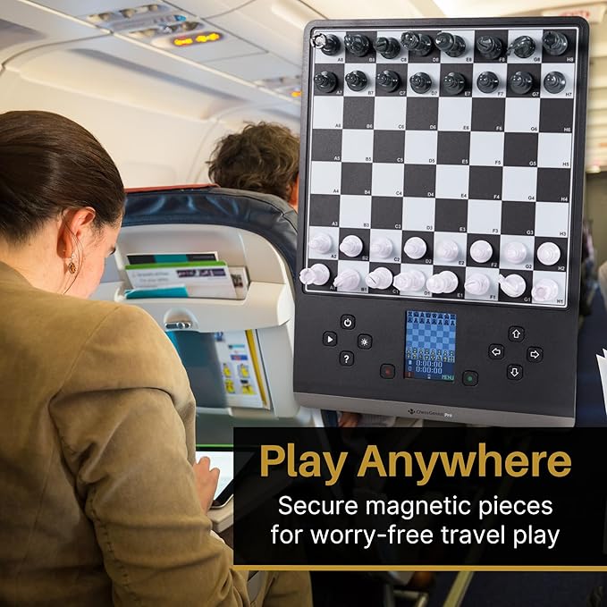 Millennium ChessGenius Pro M815 – Electronic Chess Computer with 2200 ELO Adaptive AI Skill Levels Color Display Built-in Trainer Magnetic Travel Design