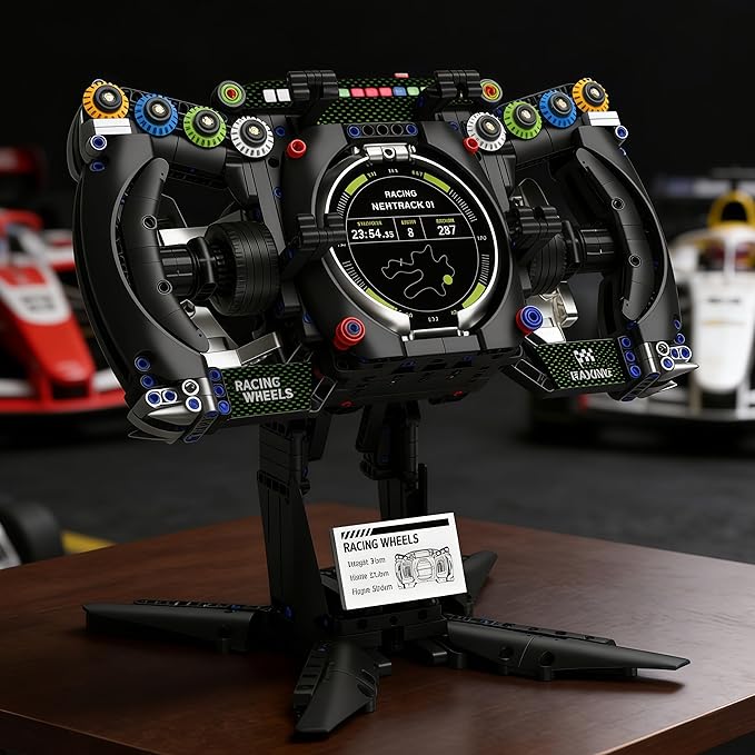 Racing Simulator Steering Wheel Building SetFormula Racing Steering Wheel Toy with Display Stand &amp 360 ° RotatingCompatible with lego Car KitHome Office Decor Gift for Racing Lovers &amp Adult