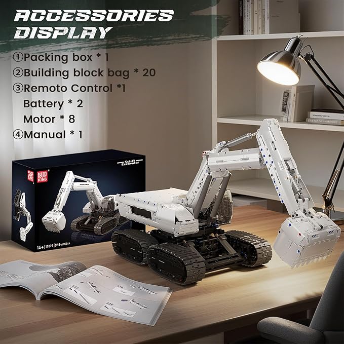 Mould King 17079 RC Excavator Building Set Construction Digger with 8 Motors Collectible Truck Model Kit for Men &amp Women STEM Engineering Toys for Adults(3195 Pieces)