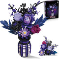 Roses Building Set Flowers Bouquet with Vase Purple Compatible with Lego Botanical Collection for Adults Women Girls Gothic Home Decor