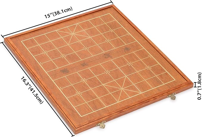 Yellow Mountain Imports Chinese Chess (Xiangqi) Set with Folding Rosewood Veneer Board (16.3-inch) and Acrylic Playing Pieces