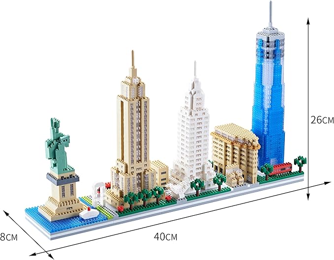 New York Iconic Architecture Skyline Micro Building Blocks – Challenging Construction Set for Adults and Teens 14+ 3452 Pieces Perfect Home and Office Decoration Gift for Friends
