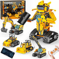 5in1 STEM Robot Building Kits for Kids 6-14 Remote &amp APP Controlled STEM Excavator/Bulldozer/Crane/Robot Building Toys 736 Pcs Educational Building Sets for Kids Erector Sets Gifts for Boys Gir