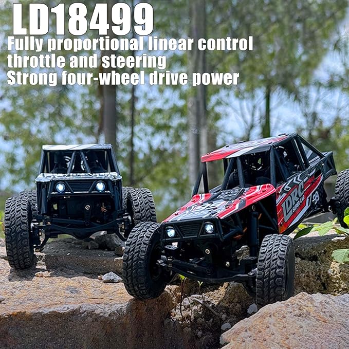 LDRC 18499 RC Climbing Car 1/18 Full Proportion Rc Offroad 4x4 Crawler Pipe Rack Vehicle Cars Model RTR (Red)