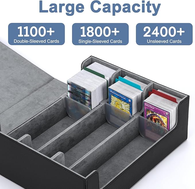 Card Deck Case for Trading Cards 1800+ MTG Card Storage Box Leather Magnetic Closure Storage Box for Magic Commander MTG YuGiOh PKM and Sports Cards