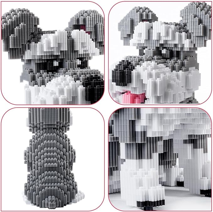 Schnauzer Dog 7100 Piece Micro Building Blocks Set for Teens &amp Adults – Advanced 3D Construction Kit STEM Fine-Motor Skill Toy Birthday Family Indoor Creative Play