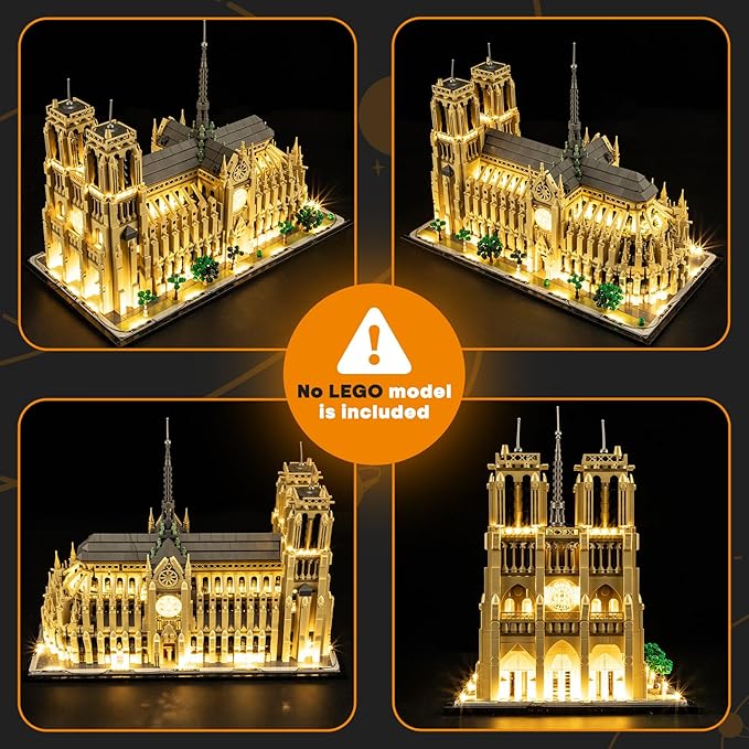 LIGHTAILING Light for Lego-21061 Notre-Dame de Paris - Led Lighting Kit Compatible with Lego Building Blocks Model:Remote-Control Version - NOT Included The Model Set