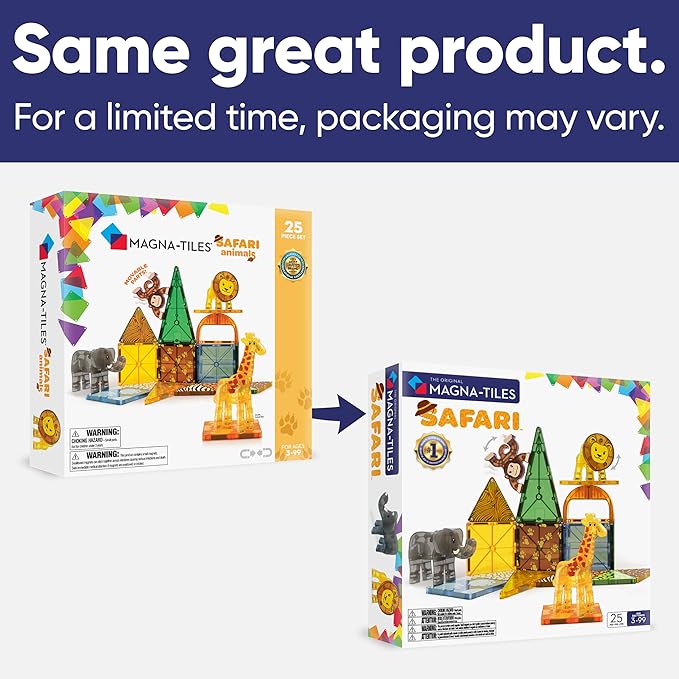 MAGNA-TILES Safari Animals 25-Piece Magnetic Construction Set The ORIGINAL Magnetic Building Brand