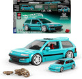 Mattel Brick Shop Hot Wheels 1990 Honda Civic EF Speed Series Custom Building Set with 248 Pieces Realistic Details and Customization Stickers JHF62