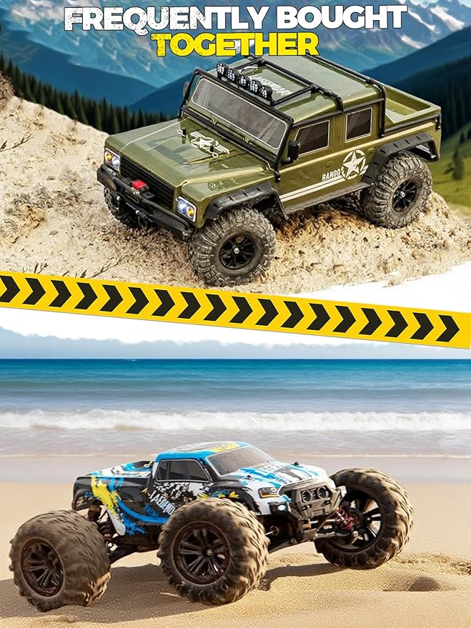 1:8 RC Cars for Adults – 4x4 Remote Control Car Rugged Brushed Motor Electric Off-Road RC Rock Crawler with 2-Speed Transmission Army Green All-Terrain RC Trucks Ready-to-Run RTR Set