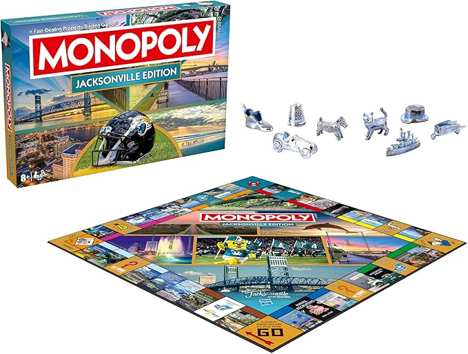 Monopoly Board Game – Jacksonville FL Edition: 2-6 Players Family Board Games for Kids and Adults Board Games for Kids 8 and Up Ideal for Game Night