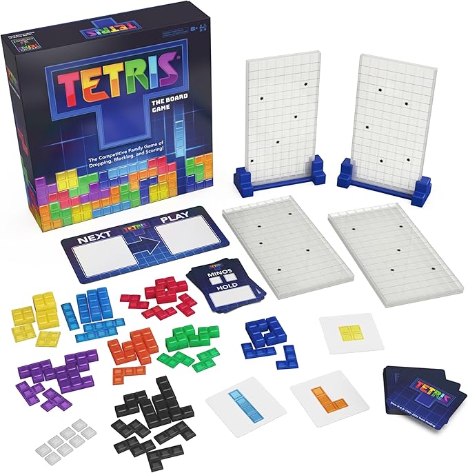 Spin Master Games Tetris: The Board Game Play the Classic Puzzle Game Tetris in Real Life Multiplayer Head-to-Head Puzzle Challenge 2-4 Players Easter Gift Ages 8 &amp Up