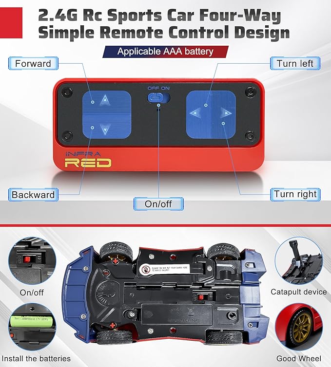 Interactive Battle RC Car Set - RC Drift Car Innovative Ejection Launcher with Dual Remotes 2.4G Sensor Chase Game Parent-Child Interactive Toy Car for Kids Ages 6+